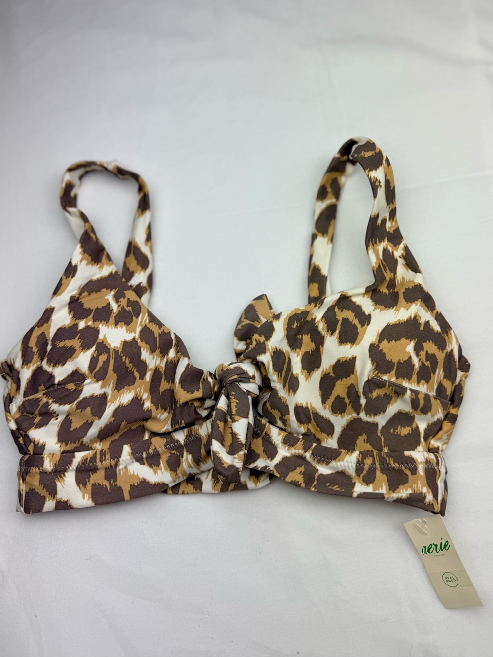 Aerie swim Leopard Print Tie-Front Bralette - Brown/White